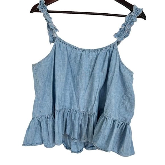 Madewell Sunshower ruffle sleeveless chambray cami - Picture 2 of 6